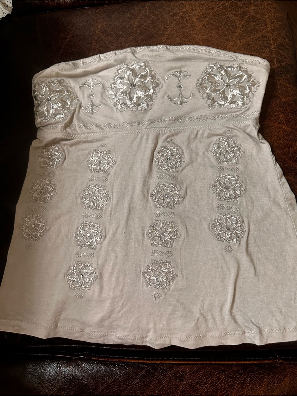 The Limited tan Strapless Embroidered Tube Top